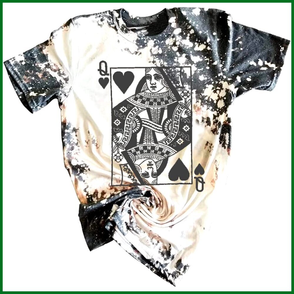 Vintage Queen of Hearts Graphic Tee Retro Short Sleeve Casual Top Women's